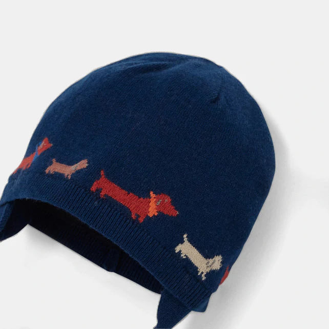 Baby boy hat with jacquard dogs