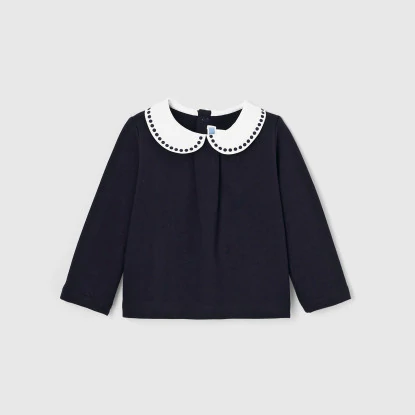 Toddler girl sweatshirt with Peter Pan collar