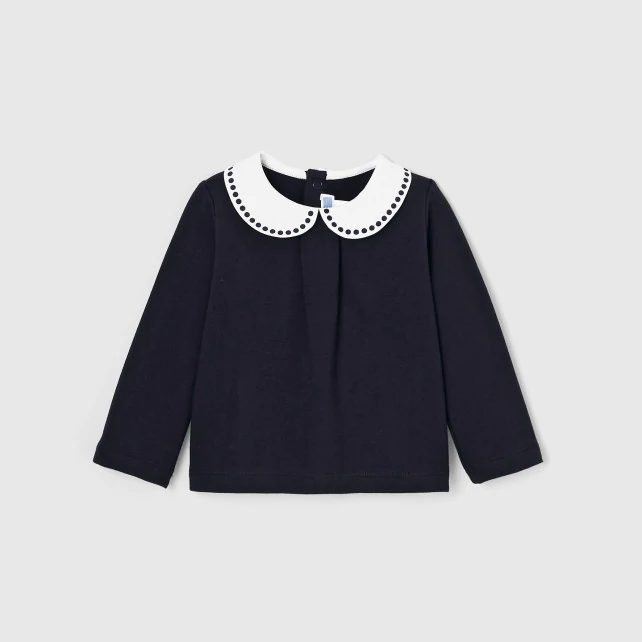 Toddler girl sweatshirt with Peter Pan collar