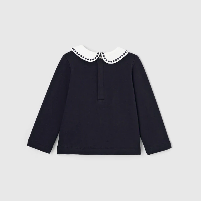 Toddler girl sweatshirt with Peter Pan collar