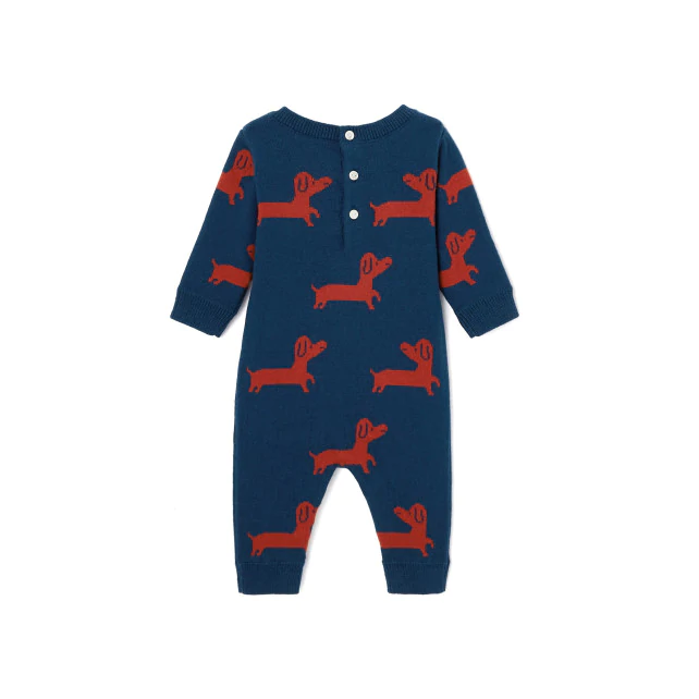 Baby boy onesie with Jacquard dog