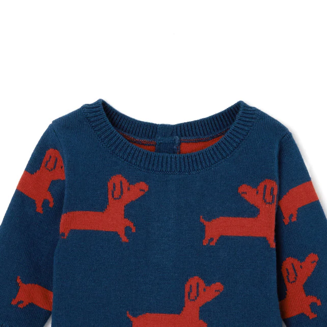 Baby boy onesie with Jacquard dog