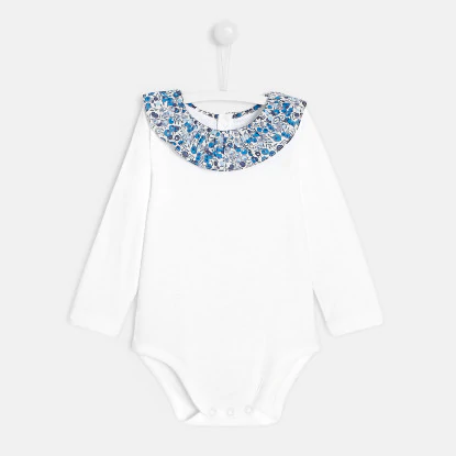 Toddler girl bodysuit with frilled collar