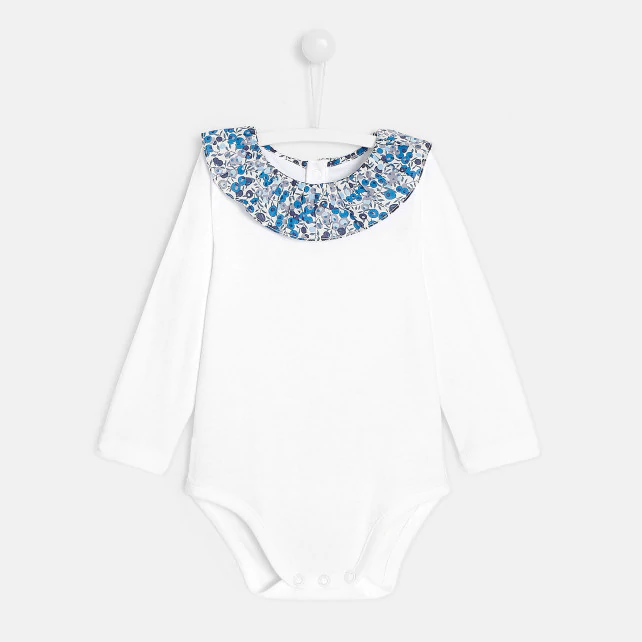 Toddler girl bodysuit with frilled collar