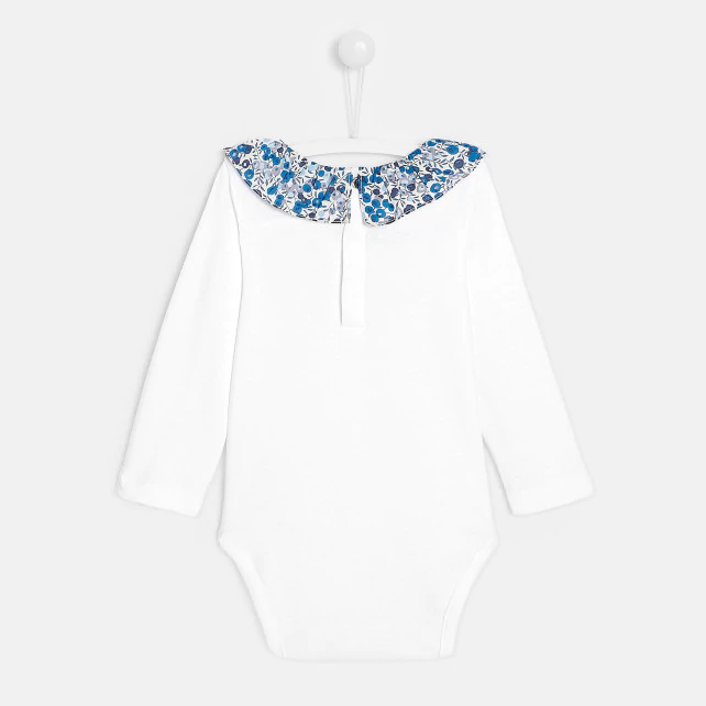 Toddler girl bodysuit with frilled collar