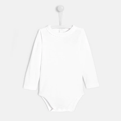 Toddler girl bodysuit with round collar