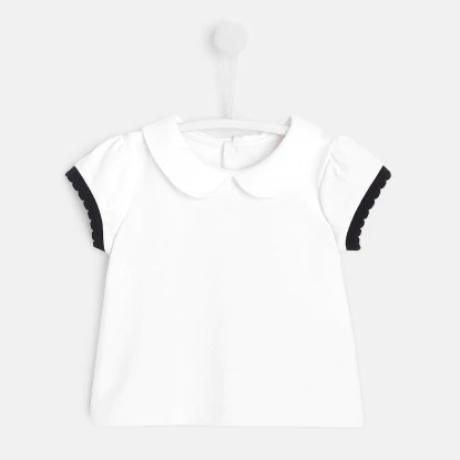 Toddler girl polo shirt with Peter Pan collar