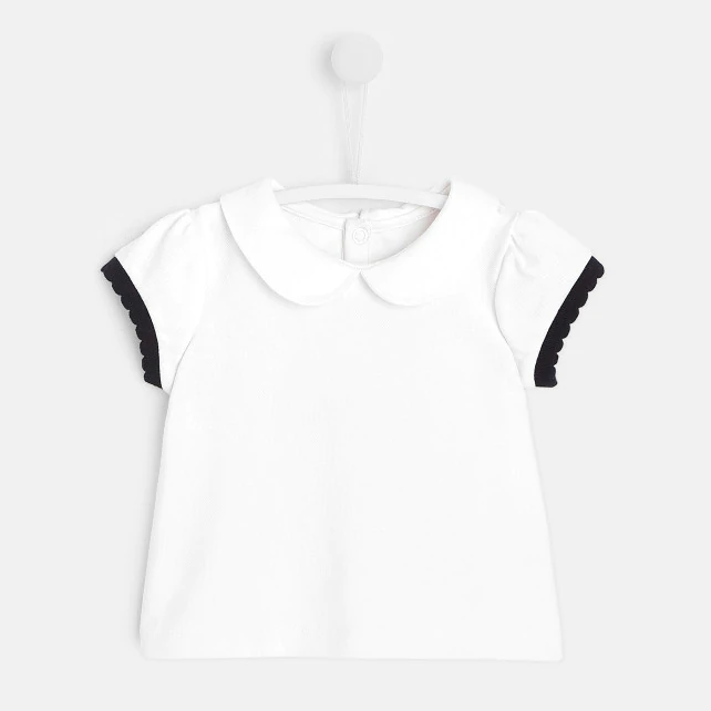 Toddler girl polo shirt with Peter Pan collar