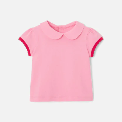 Toddler girl polo shirt with Peter Pan collar