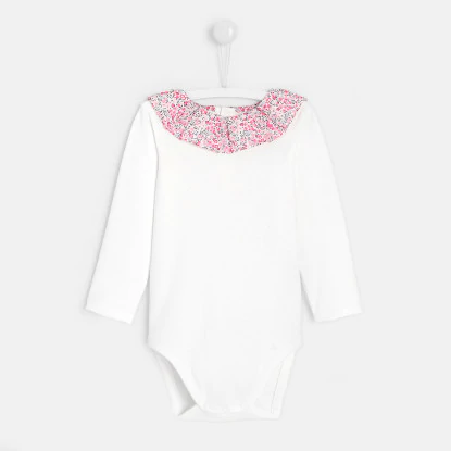 Baby girl bodysuit with Liberty print collar