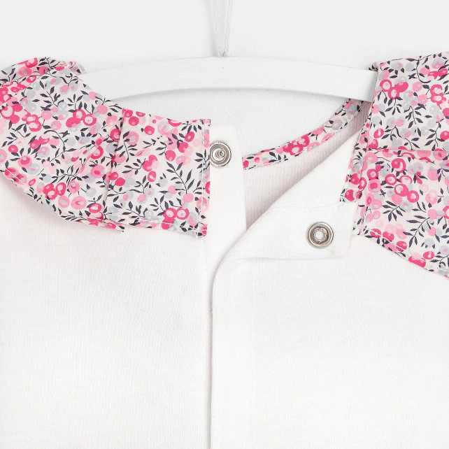 Baby girl bodysuit with Liberty print collar