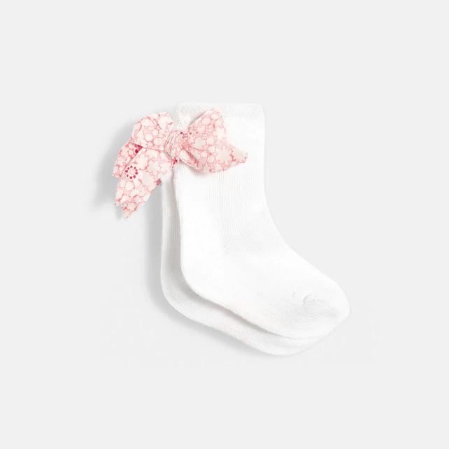 Baby girl socks with little Liberty print bow