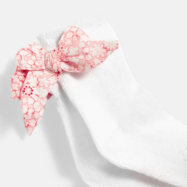 Baby girl socks with little Liberty print bow