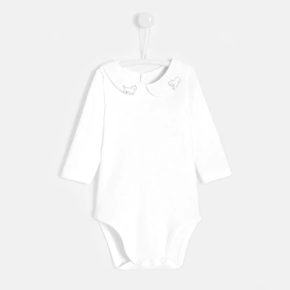 Baby girl bodysuit with embroidered collar