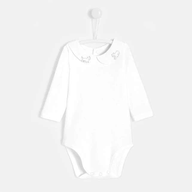 Baby girl bodysuit with embroidered collar