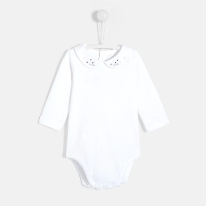 Baby girl bodysuit with embroidered collar