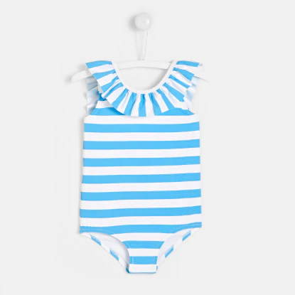 Toddler girl striped bathing suit