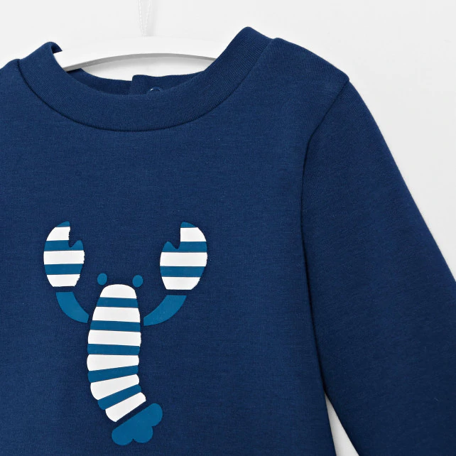 Baby boy sweatshirt with lobster motif