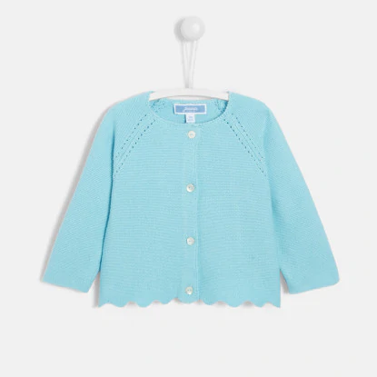 Baby girl cardigan with scalloped details