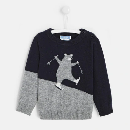 Toddler boy Intarsia bear cashmere sweater