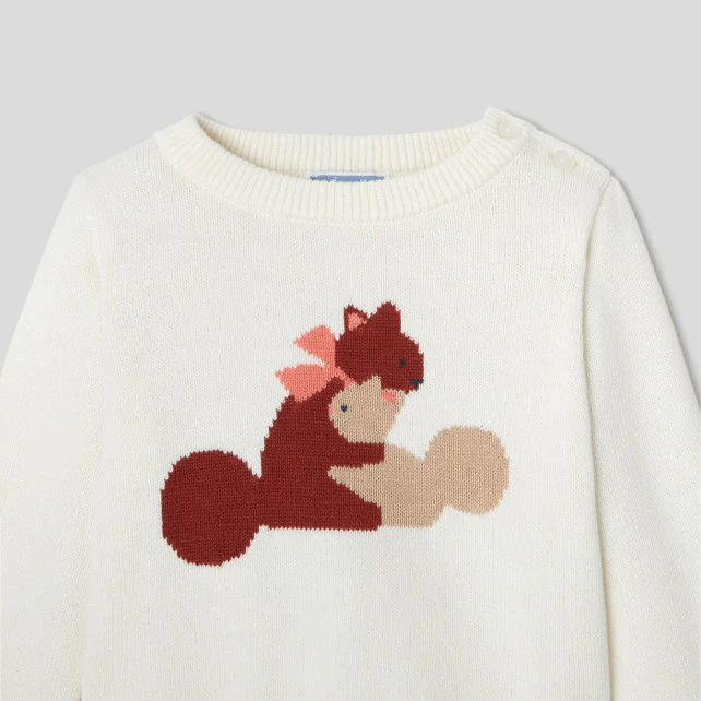 Toddler girl Intarsia squirrels jumper