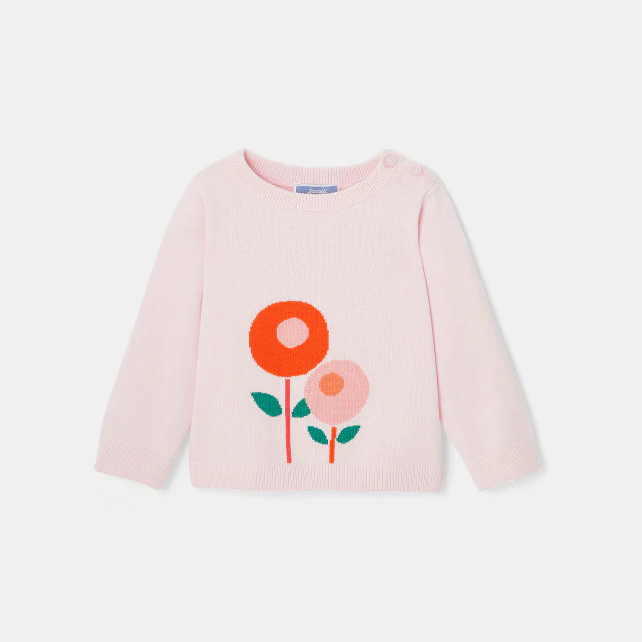 Toddler girl Intarsia flowers jumper