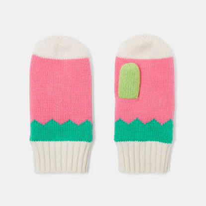 Girl colour block mittens