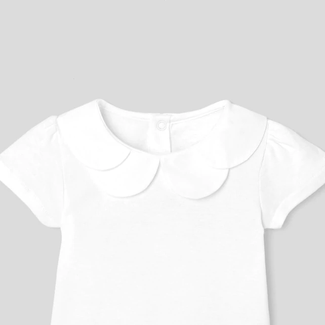 Toddler girl bodysuit with double collar