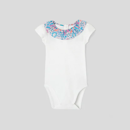 Toddler girl bodysuit with ruffled collar