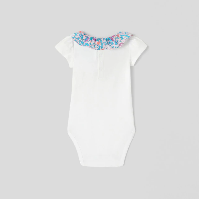 Toddler girl bodysuit with ruffled collar