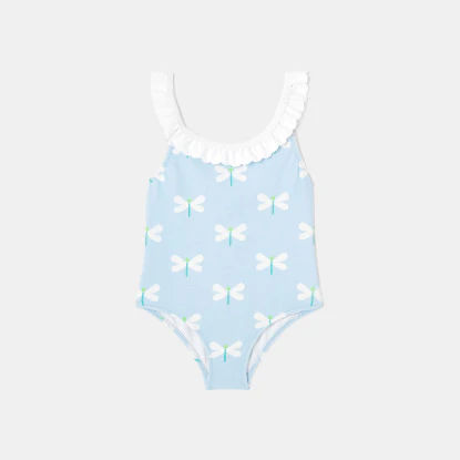 Toddler girl swimsuit with dragonfly pattern