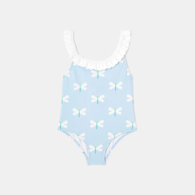 Toddler girl swimsuit with dragonfly pattern