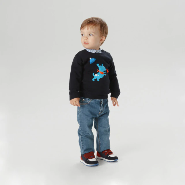 Toddler boy Intarsia dog jumper