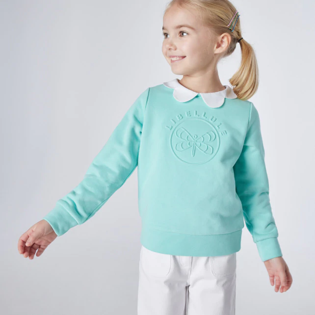 Girl polo shirt with scalloped collar