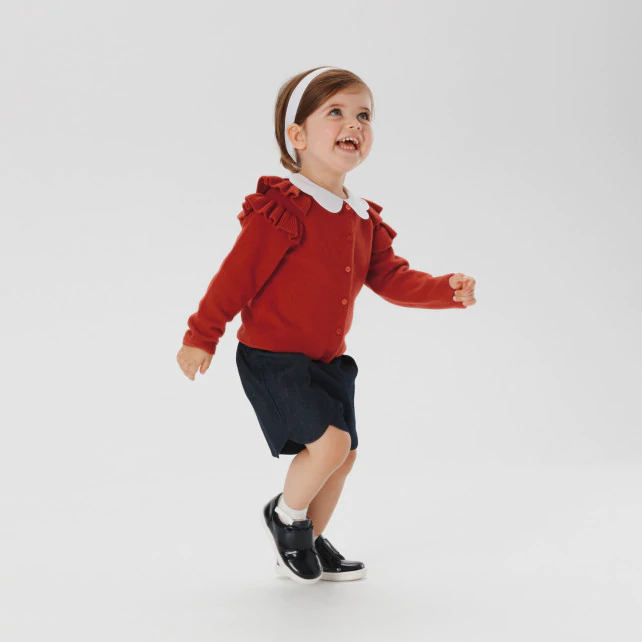 Toddler girl cardigan with ruffled details