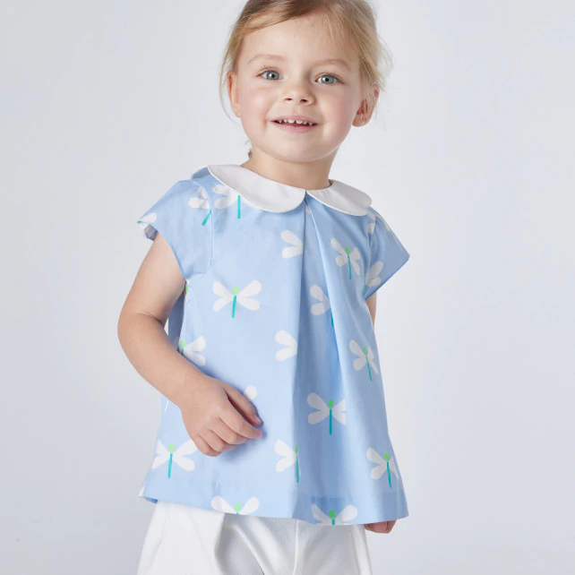 Toddler girl blouse with dragonfly pattern