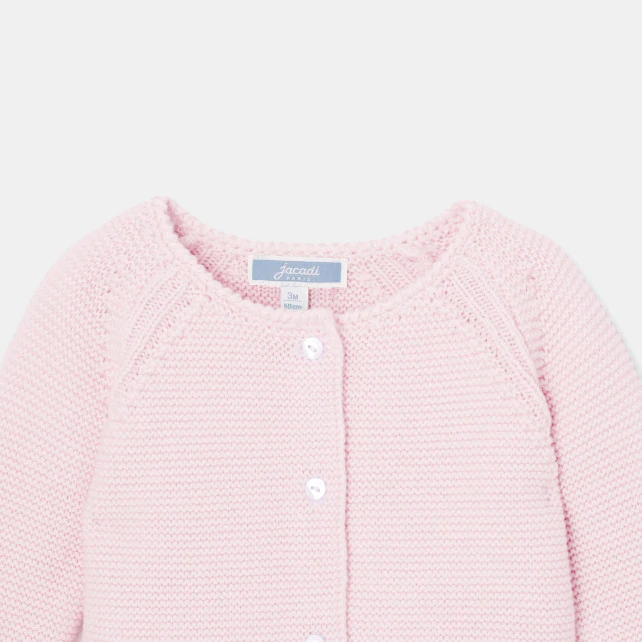 Baby girl cardigan in garter stitch