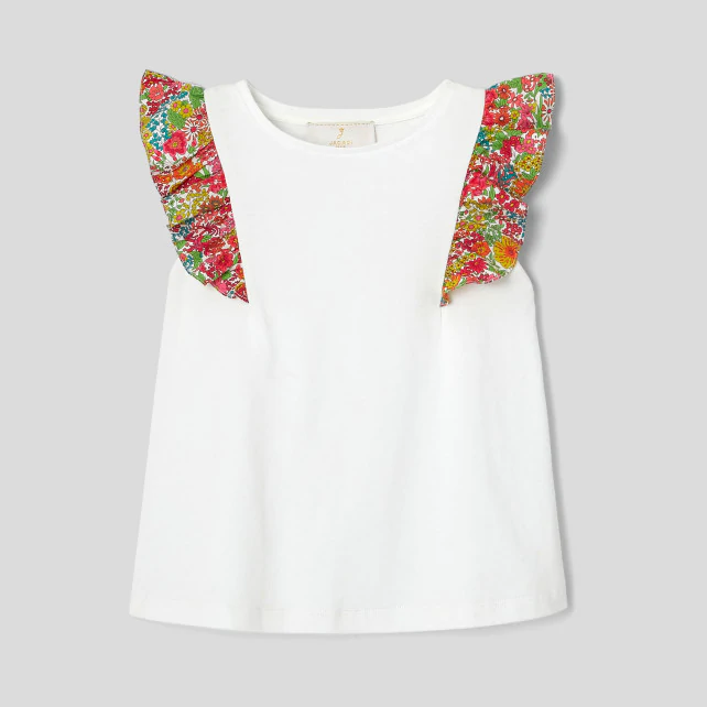 Girl T-shirt with Liberty sleeves