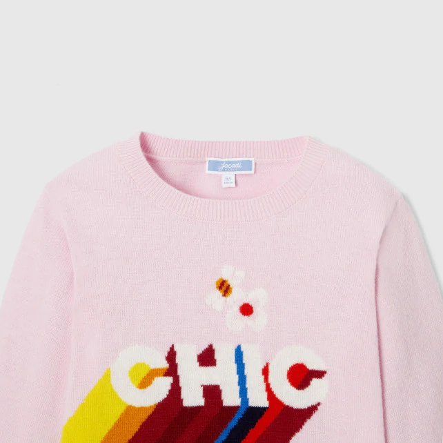 Girl colourful intarsia pattern jumper