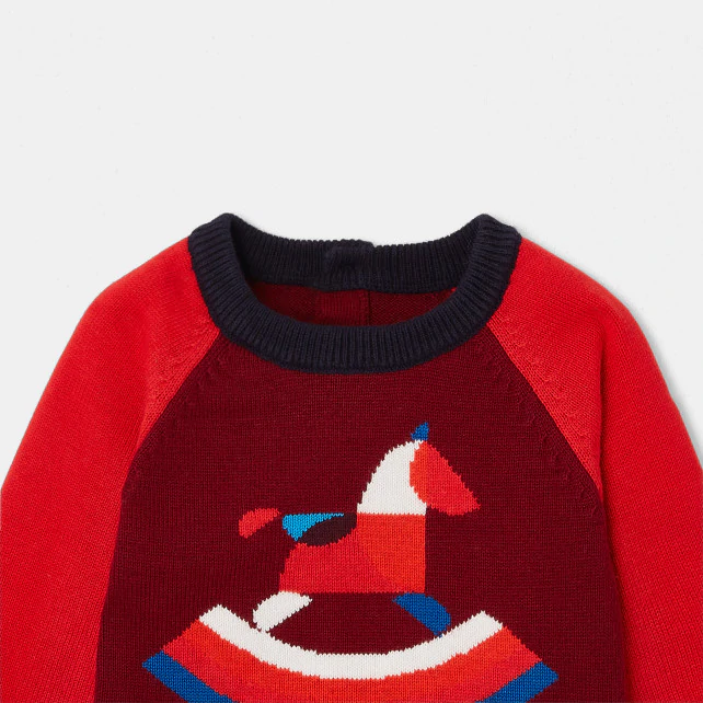 Baby boy intarsia horse jumper