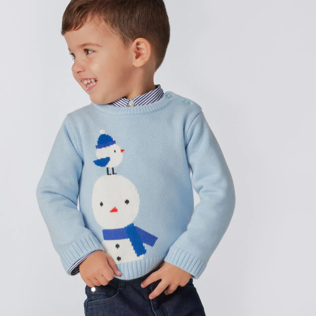 Baby boy playful intarsia jumper