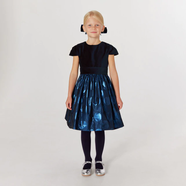 Girl dual fabric dress