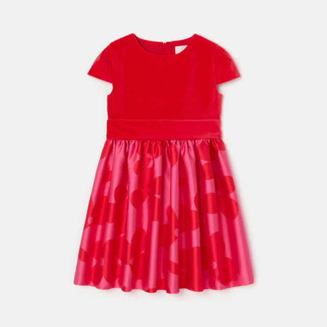 Girl dual fabric dress