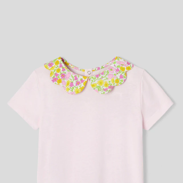 Girl Liberty fabric collar t-shirt