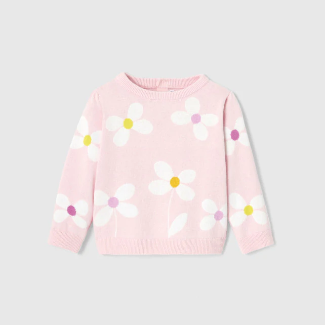 Baby girl intarsia flower jumper