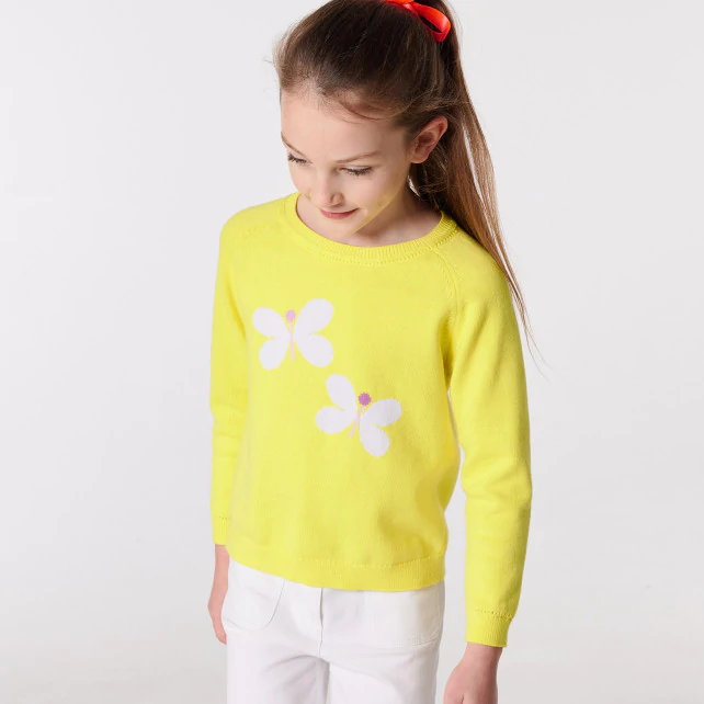 Girl intarsia butterflies jumper