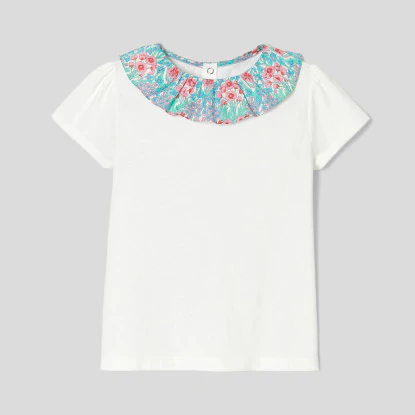 Girl t-shirt with Liberty fabric ruffle