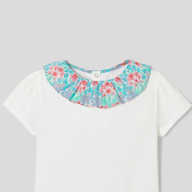 Girl t-shirt with Liberty fabric ruffle