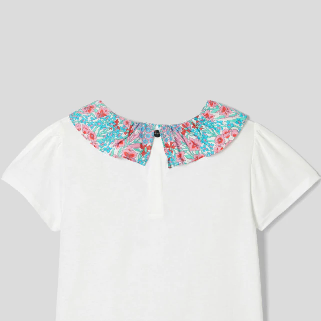 Girl t-shirt with Liberty fabric ruffle