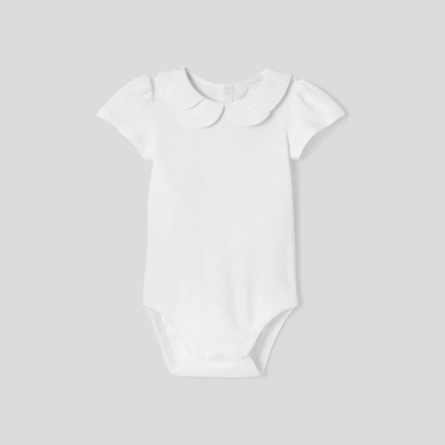 Baby girl bodysuit with double collar